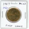 Image 1 : 1987 Canadian Loonie Dollar. The first year of the Loonie. MS-63 from an original Royal Canadian Min