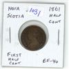 Image 1 : Nova Scotia 1861 Half Cent. The first Half Cent issued. EF-40.