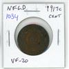 Image 1 : Newfoundland. 1917c Large Cent. Issued during World War I. Minted in Ottawa. VF-20.