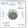 Image 1 : Newfoundland. 1912 Silver 5 Cents. First issue of King George V. F-12.