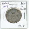 Image 1 : Newfoundland. 1917c Silver 50 Cents. Minted in Ottawa because of World War I. VG-8.