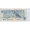 Image 1 : 1986 $5 Replacement. Thiessen-Crow signatures. FNX Replacement Prefix. BC-56. VF-30.