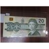 Image 2 : 1991 $20 3-Digit RADAR note. Knight-Thiessen signatures. AWD Prefix. Serial Number 0320230. BC-58c. 