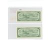 Image 2 : Lot of 2 Consecutive Serial Number 1954 Modified Portrait $1 notes. Bouey-Rasminsky signatures. U/F 