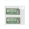 Image 1 : Lot of 2 Consecutive Serial Number 1954 Modified Portrait $1 notes. Lawson-Bouey signatures. Z/F Pre