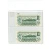 Image 2 : Lot of 2 Consecutive Serial Number 1973 $1 notes. Lawson-Bouey signatures. NZ Prefix. Serial Numbers