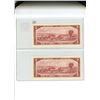 Image 2 : Lot of 2 Consecutive Serial Number 1954 Modified Portrait $2 notes. Bouey-Rasminsky signatures. D/G 