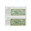 Image 2 : 1954 $1.00 bills- 1 regular serial number and 1 replacement bill- like new