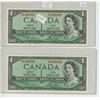Image 2 : 4 - 1954 Canadian consecutive 1 dollar bills - Lawson/Bouey - A/I 5380905-08
