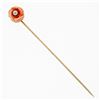 Image 1 : Antique Victorian 10k Yellow Gold Carved Coral Rose & European Diamond Stick Pin