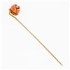 Image 4 : Antique Victorian 10k Yellow Gold Carved Coral Rose & European Diamond Stick Pin