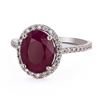 Image 1 : 4.37 ctw UNHEATED Ruby and 0.41 ctw Diamond 14K White Gold Ring