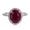 Image 2 : 4.37 ctw UNHEATED Ruby and 0.41 ctw Diamond 14K White Gold Ring