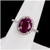 Image 3 : 4.37 ctw UNHEATED Ruby and 0.41 ctw Diamond 14K White Gold Ring