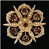 Image 2 : Antique Victorian 14k Gold 1.50 ctw Garnet & Pearl Open Round Brooch Pin Pendant