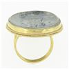 Image 8 : Vintage 14k Gold Large Oval Bezel Metal Cameo Man Woman Twisted Wire Frame Ring