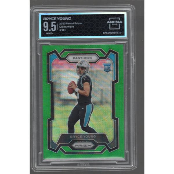 2023 Panini Prizm ROOKIE CARD Bryce Young Green Wave Prizm #311 Arena Club Grade 9.5!!!