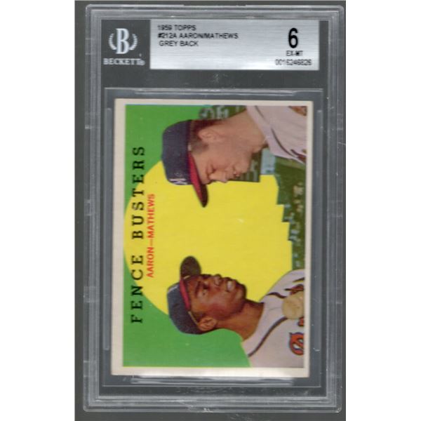 1959 Topps Aaron/Matthews Fence Busters Grey Back #212A