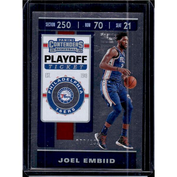 Joel Embiid Playoff Ticket /199! 2019-20 Panini Contenders #45