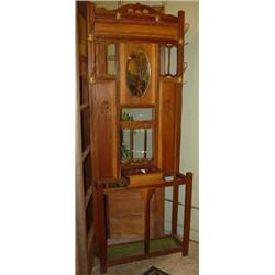 Hall tree w/beveled mirror.