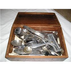 Great wood box w/flatware.