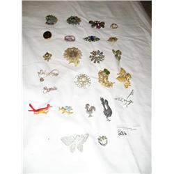 Brooches and pins-24 total