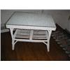 Image 1 : White wicker table w/glass top