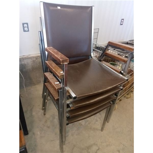 Set Of 4 Metal Framed Stackable Chairs