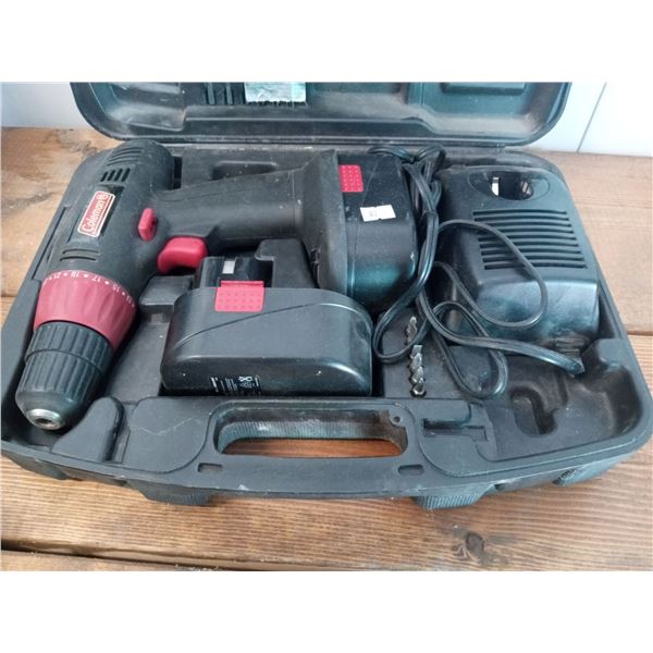 Coleman Electric Drill Battery, Charger, And Drill Bit Set