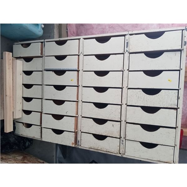 Wooden Wall Shelving Unit With Drawers