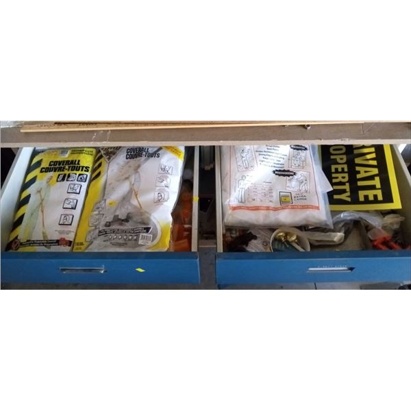 Assortment Of Hazmat Suits And Assorted Hardware