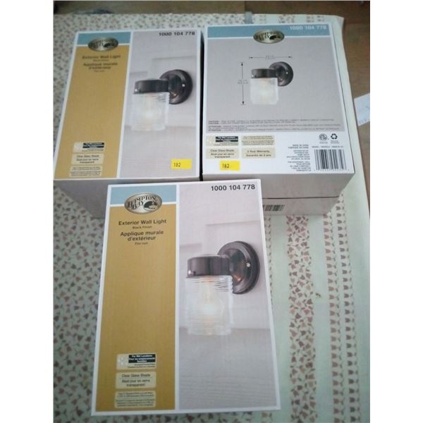 3 x Hampton Bay Exterior Wall Lights