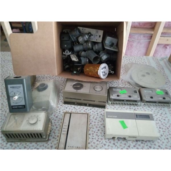 Assorted Thermostat Controls, Switches, And Conduct Connectors