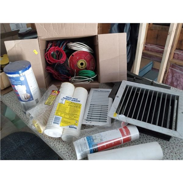 Assortment Of Cable, Vent Registers, And Water Filters