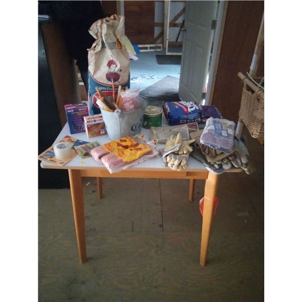 Assortment Of Gloves , Brushes, Charcoal And More - Table Not Included