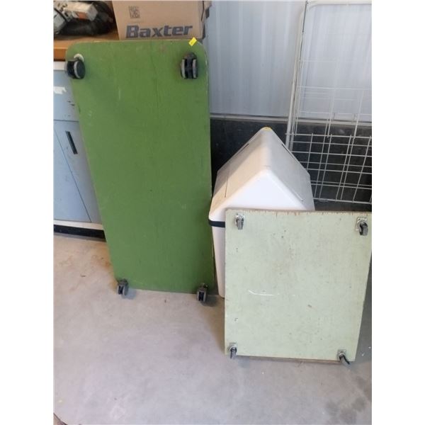 Two Small Dollies & Garbage Cans