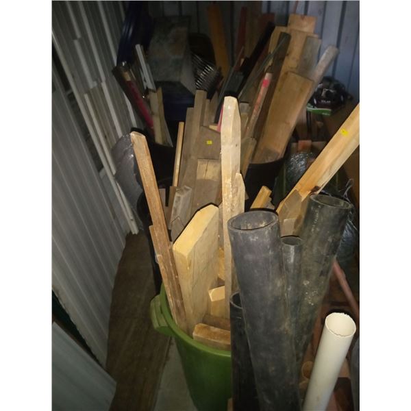 Wood Scrap - Metal Bars - PVC Pipe Collection - In Garbage Cans - 2 Buckets Metal Pipe