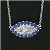 Image 5 : NEW 18K Gold 1.56 ctw GIA Marquise Diamond Sapphire Halo Evil Eye Pendant Neckla