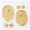 Image 1 : 14K Tri Color Gold Dual Finished Tiered Oval Pattern Disk Button Stud Earrings