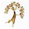 Image 2 : 14k Gold 2.96 ctw Multi Colored Natural Gemstone Detailed Lady Wreath Pin Brooch