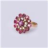 Image 2 : Vintage 14K Yellow Gold Ruby & Diamond Cluster Ring