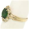 Image 5 : Vintage 14k Yellow Gold 1.15 ctw Green Tourmaline Solitaire & Diamond Halo Ring