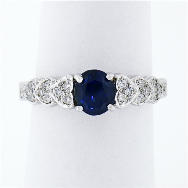 NEW 14K Gold 1.36 ctw GIA Oval Sapphire Solitaire & Diamond Heart Engagement Rin