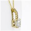 Image 3 : QUALITY 14K Yellow Gold Large Asscher Cut & 5 Round Hand Set CZ Pendant Necklace