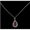 Image 1 : 12.33 ctw Tourmaline and Diamond Pendant With Chain - 14KT White Gold