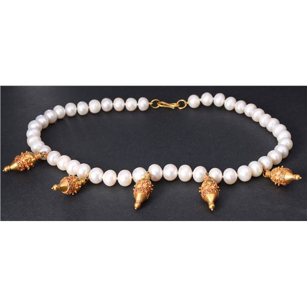 High Carat Gold & Pearl Necklace