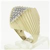 Image 9 : Vintage 14k Gold 1.20 ctw Pave Round Diamond Scalloped Sides Large Cocktail Ring