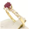 Image 5 : 14k Yellow & White Gold 0.95 ctw Round Ruby Solitaire & Diamond Engagement Ring