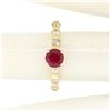 Image 7 : 14k Yellow & White Gold 0.95 ctw Round Ruby Solitaire & Diamond Engagement Ring