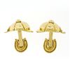 Image 4 : Piaget 1993 18k Gold Bezel Diamond Jockey Cap Horse Shoe Swivel Back Cuff Links